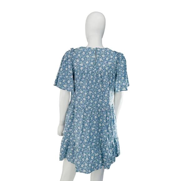 Hyacinth House Slate Blue Short Sleeve Floral Mini Dress XS NWT - Picture 3 of 5